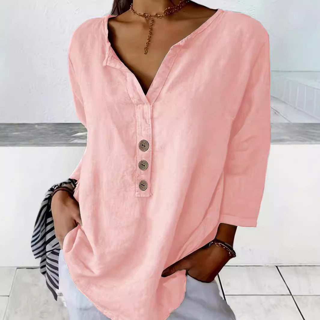 Shirt blouse for women with casual button placket Lune London