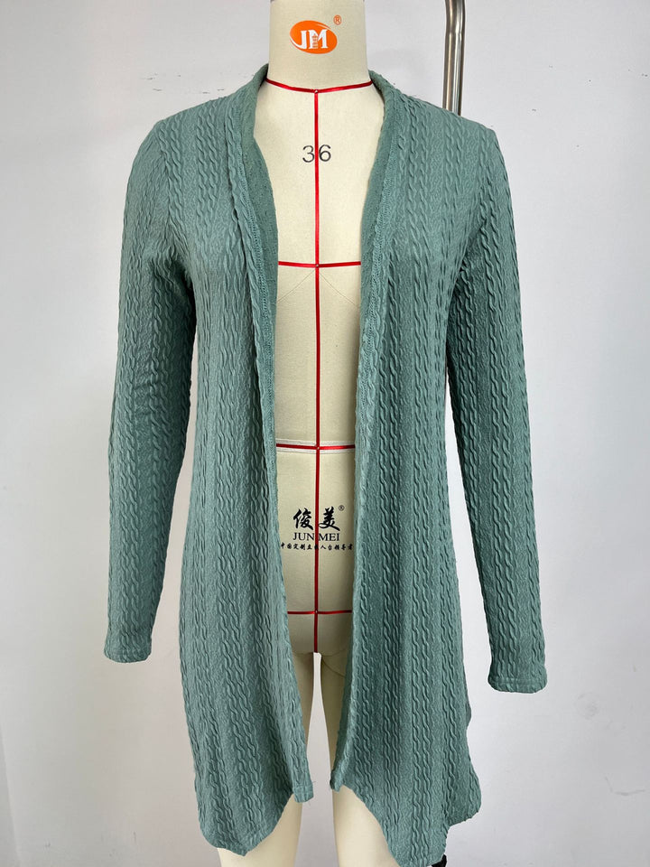 Ladies knitted vest with structured waffle pattern and open front Lune London