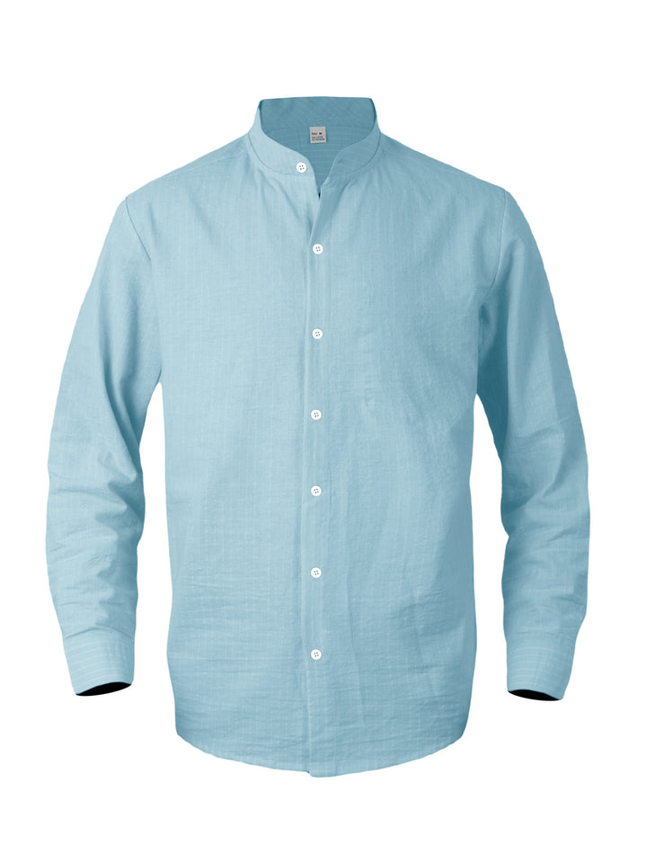 Men's modern shirt with narrow stripes and stand-up collar Lune London