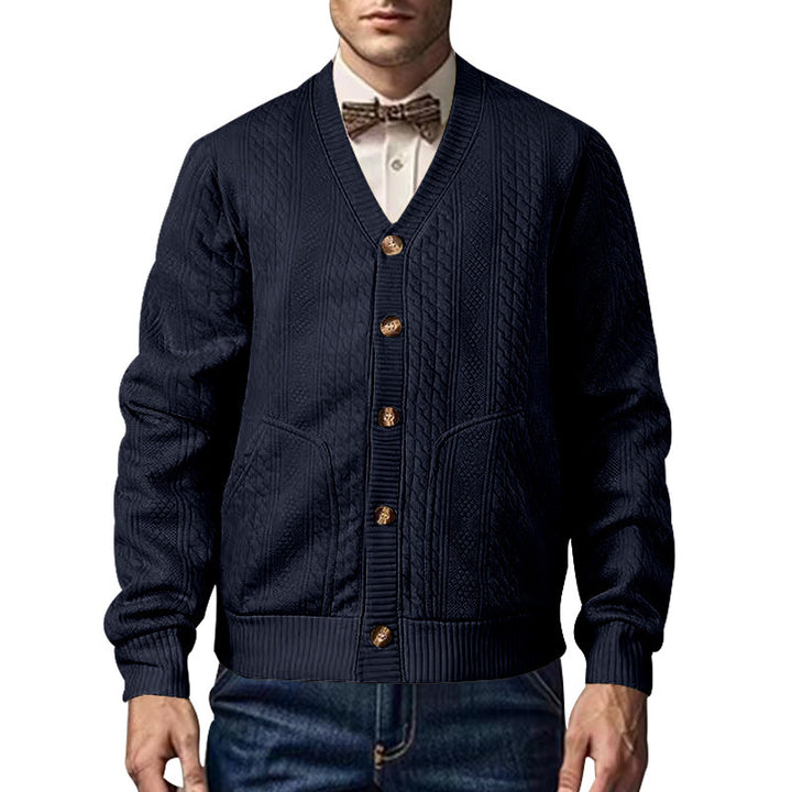 Men's knitted jacket with classic design and structured pattern Lune London