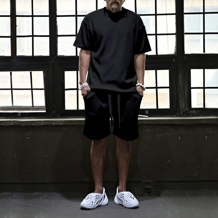 Breathable sports set for men with short sleeve t-shirt and shorts Lune London