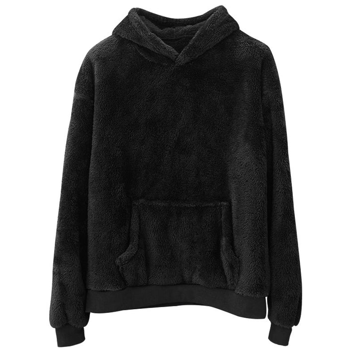 Ladies cozy fleece hoodie with kangaroo pocket and elastic cuffs Lune London