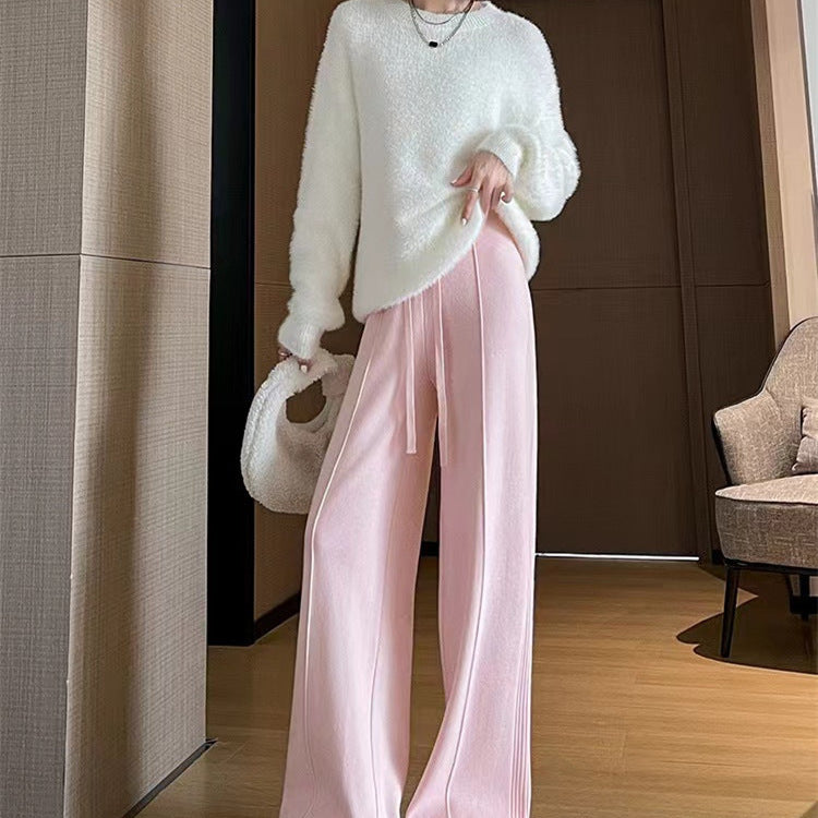 Pantalons larges en tricot pour femmes avec un design texturé Chic & Stil