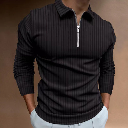 Men's long sleeve polo with trendy zip closure Amarae