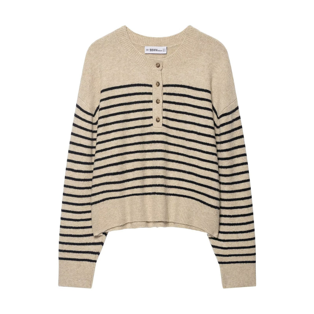 Pull en tricot rayé pour femmes Chic & Stil