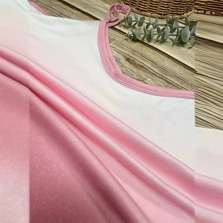 Maxi dress women with sporty V-neck and trendy color gradient Lune London