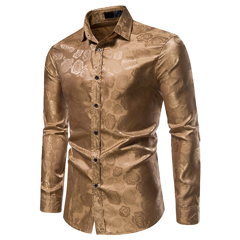 Men's Shirt with Floral Embossing and Elegant Sheen Lune London