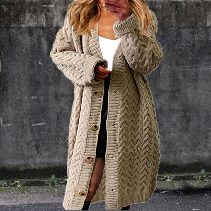 Chunky knit cardigan for women with elegant button details and a structured design Lune London