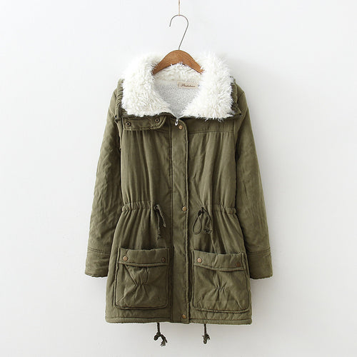 Women's winter coat, straight cut, with faux fur collar and practical pockets Amarae