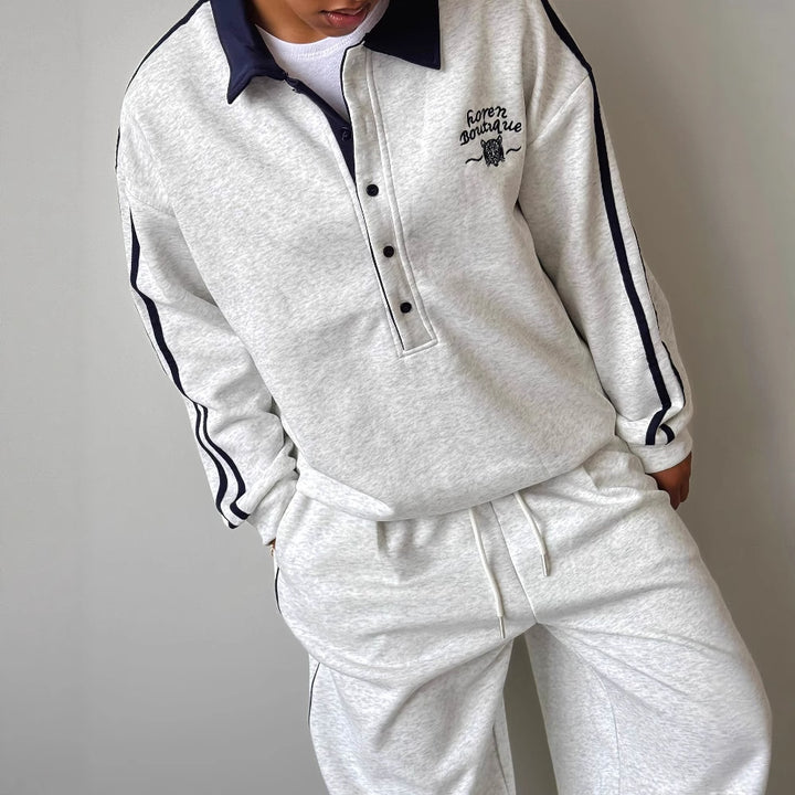Women’s sporty leisure set with a trendy collar and wide legs Lune London
