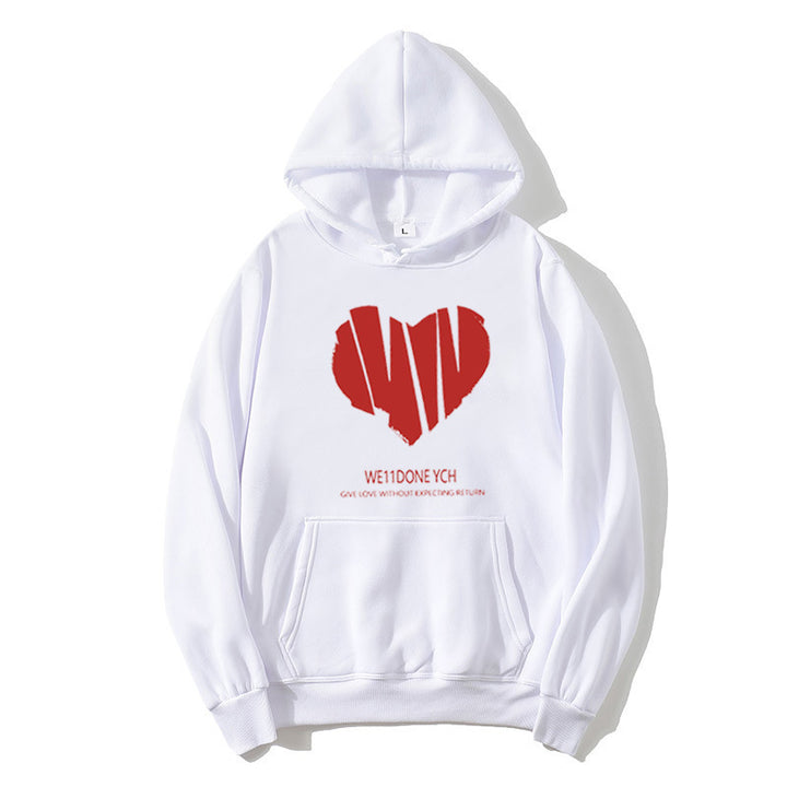 Women's hoodie with creative heart design and stylish lettering Chic & Stil
