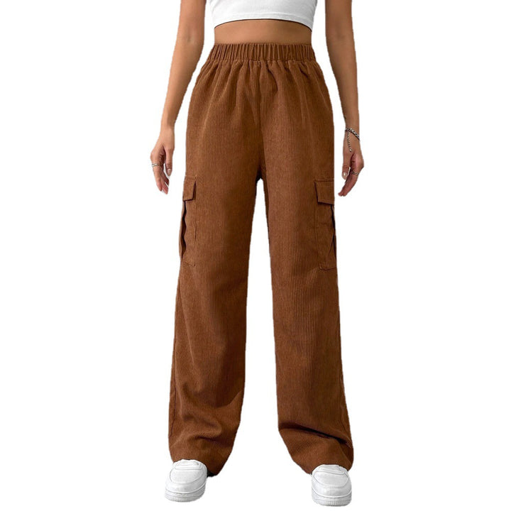 Chic & Stil Women's cargo pants in velvety material with an elastic waist and practical side pockets