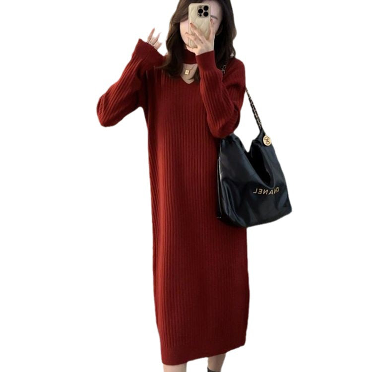 Robe en maille pour femmes avec décolleté en V profond et design en côtes texturées Chic & Stil