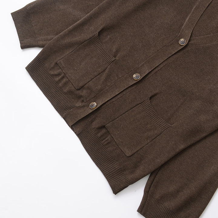 Women's Oversized Knit Cardigan with V-Neck and Patch Pockets Amarae