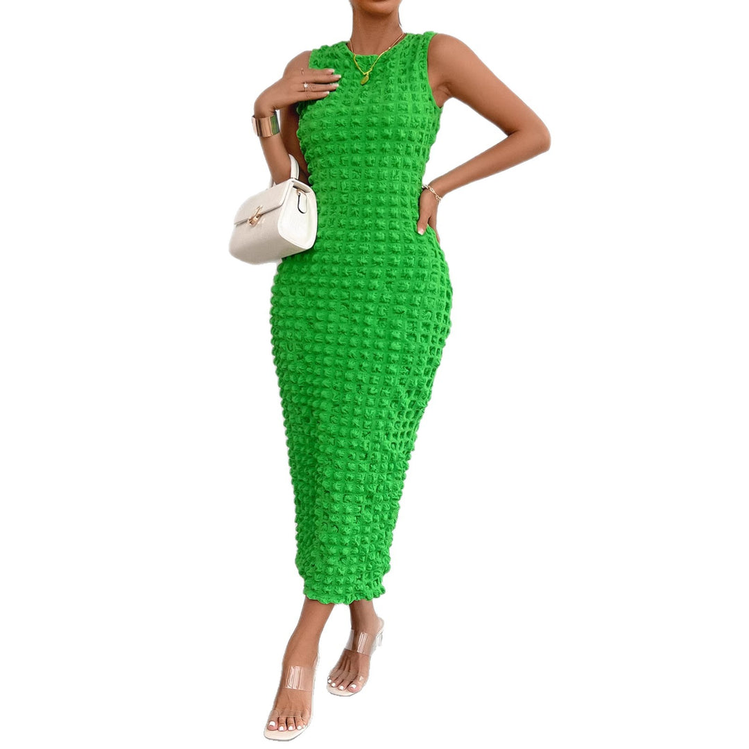 Women's midi dress with textured outer material and figure-hugging cut Lune London