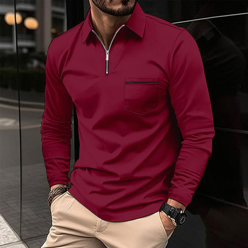 Men's long sleeve shirt with zipper and chest pocket Amarae
