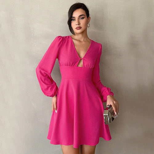 Robe mini pour femme avec décolleté en V profond et élégantes manches bouffantes Chic & Stil