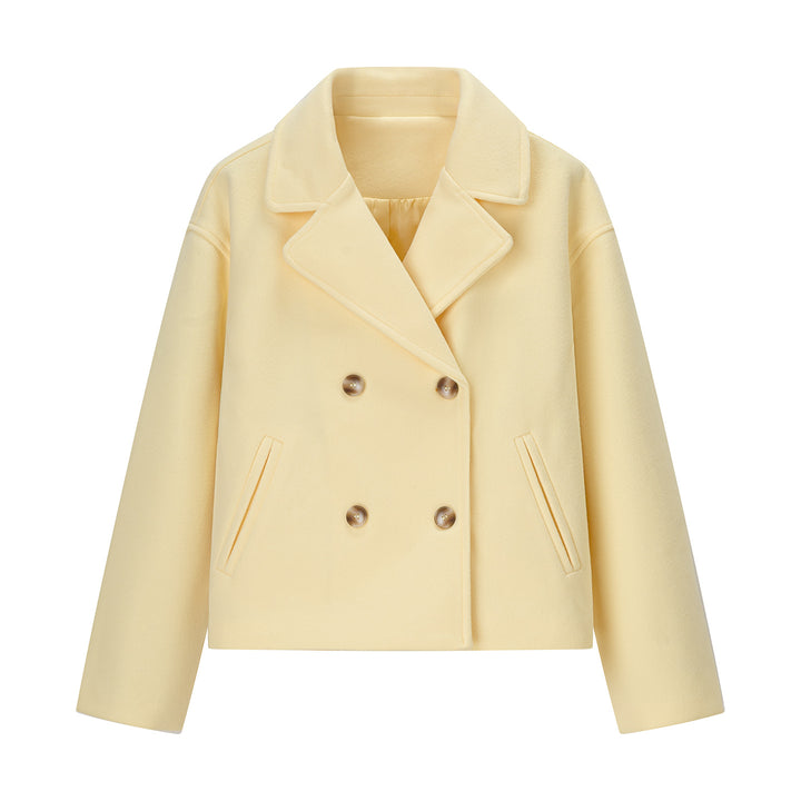 Elegant women's transitional jacket with double-breasted buttons and soft premium material Lune London