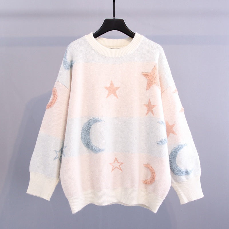 Ladies comfortable sweater with a beautiful star and moon pattern Lune London