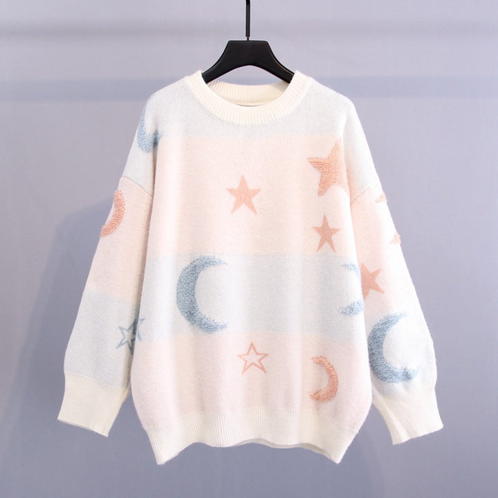 Ladies comfortable sweater with a beautiful star and moon pattern Lune London