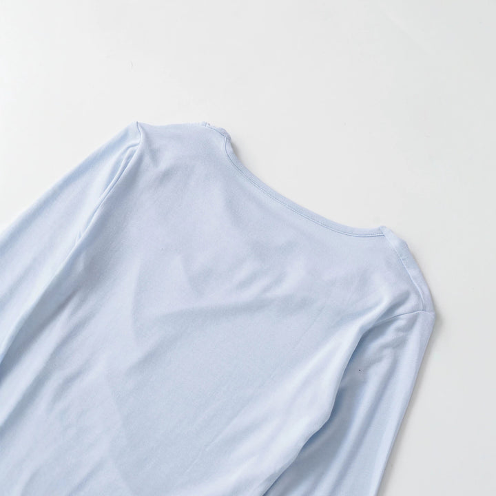 Women's Waterfall Collar Long Sleeve Shirt with Draping and Tailored Wrap Look Amarae