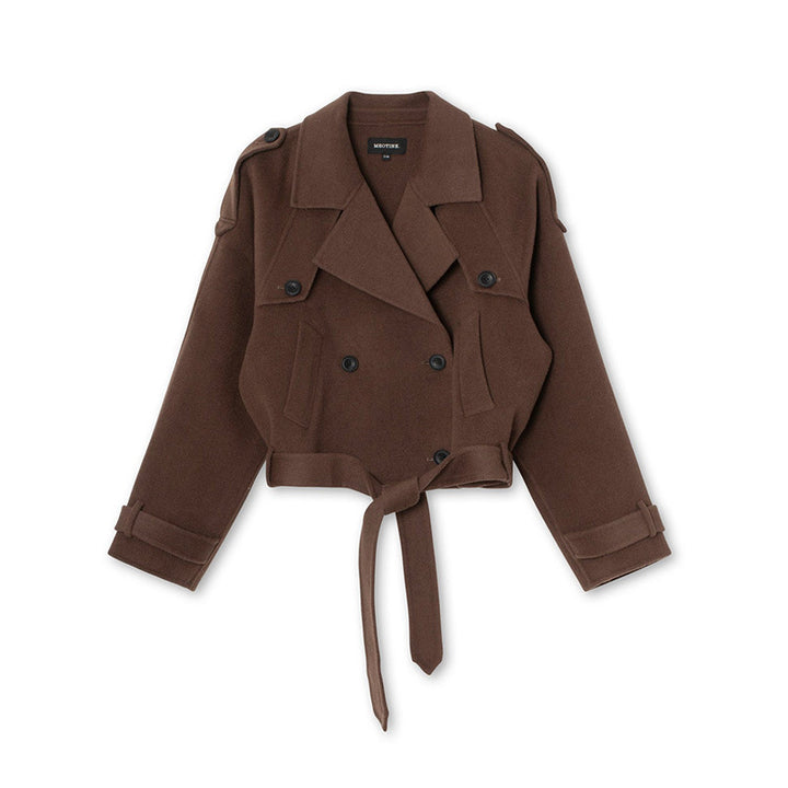 Lune London short wool trench coat with stylish details