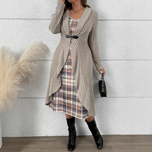 Knitted jacket for women with asymmetrical cut and decorative belt Amarae