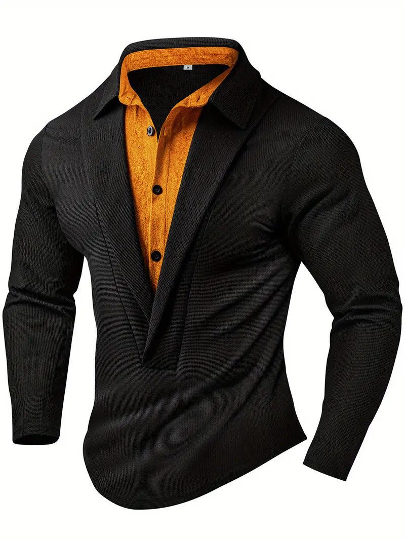 Elegant long sleeve shirt for men with modern collar and textured design Lune London