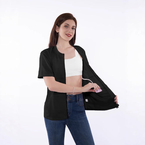 Short sporty jacket for women with short sleeves, featuring a practical zipper and a casual fit Amarae