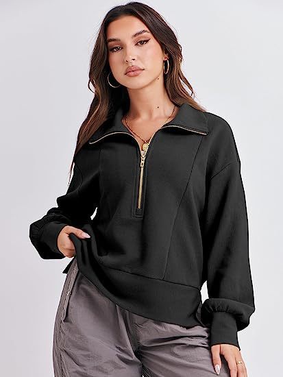 Women’s fleece sweatshirt with zipper and relaxed fit Amarae