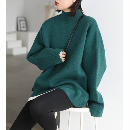 Pull ample en tricot épais à col roulé pour femmes avec une coupe décontractée et un design casual Chic & Stil