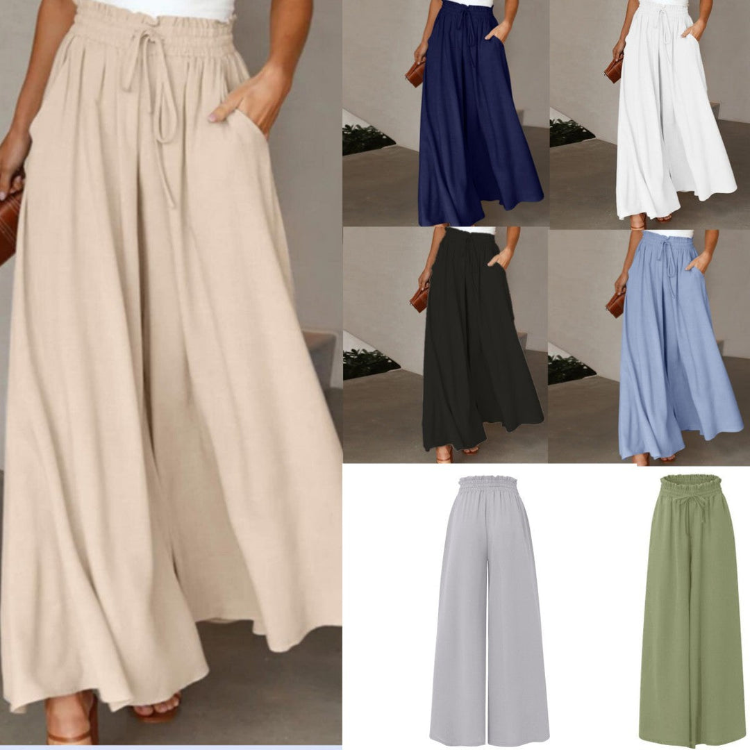 Lune London | Women's elegant and airy wide pants with elastic waistband and pockets