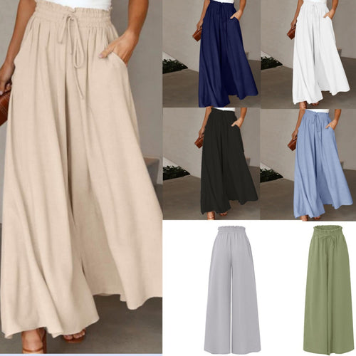 Amarae | Women's elegant and airy wide pants with elastic waistband and pockets