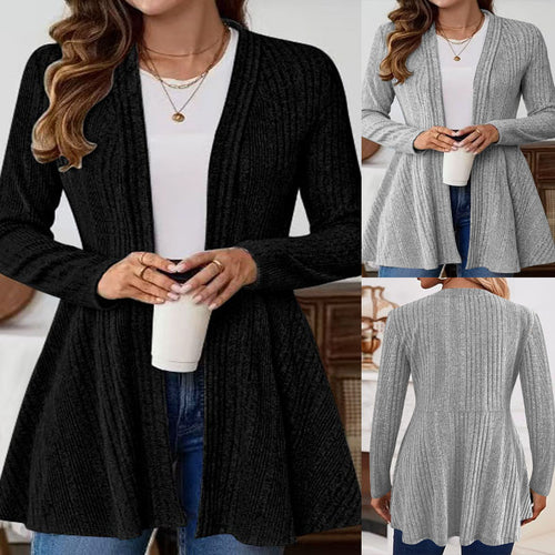 Women’s knitted jacket with a playful design and a chic side belt.