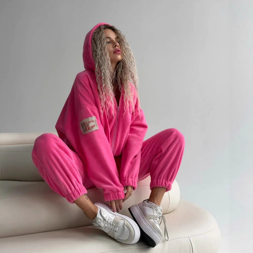 Fitted polar lounge set for ladies with elegant hood and elastic cuffs Amarae