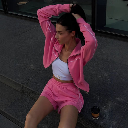 Amarae women's athletic leisure set with crop top and shorts
