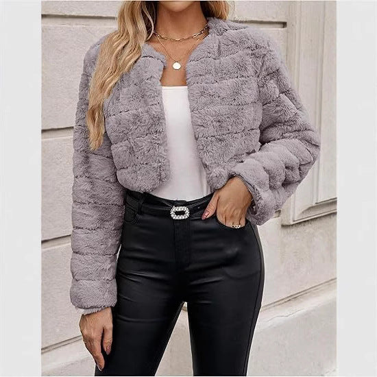 Fleece jacket with leopard print model for ladies Amarae