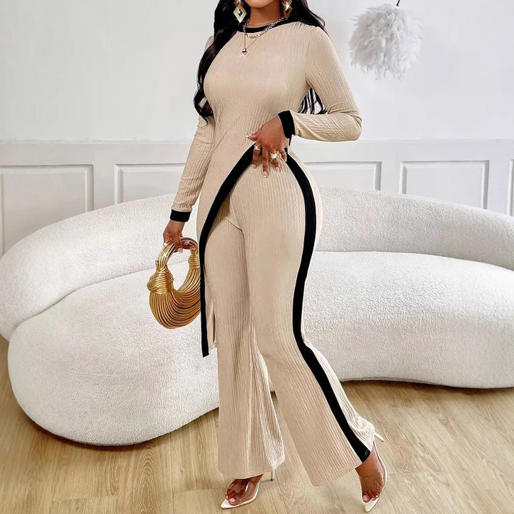 Casual jumpsuit for women in textured fabric with contrasting details Lune London
