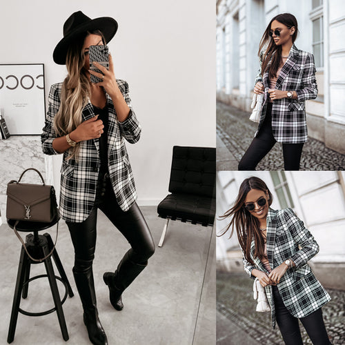 Checked blazer for women with a fitted cut and trendy details Amarae