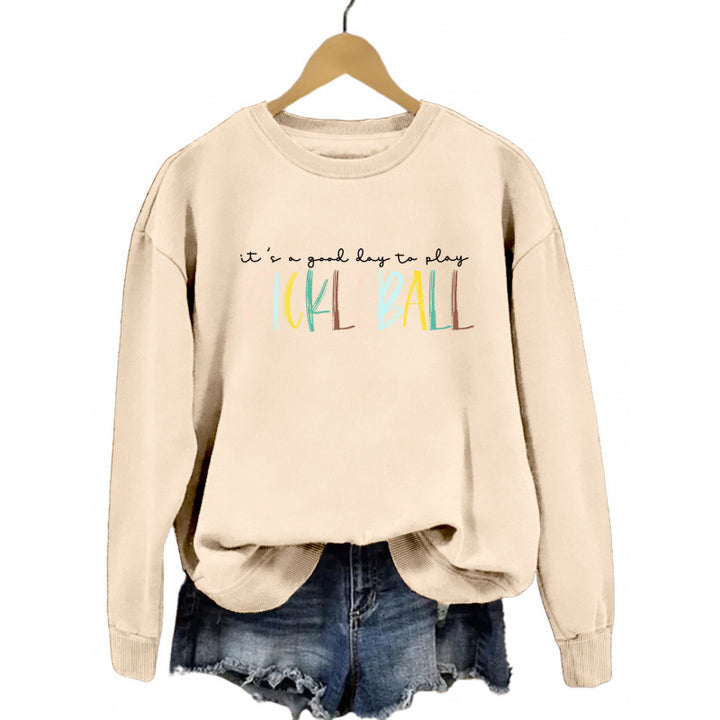 Women's casual sweatshirt with colorful pickleball print Lune London