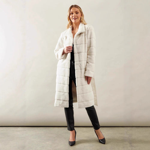 Ladies Cozy Marked Coat with Hidden Belt Amarae