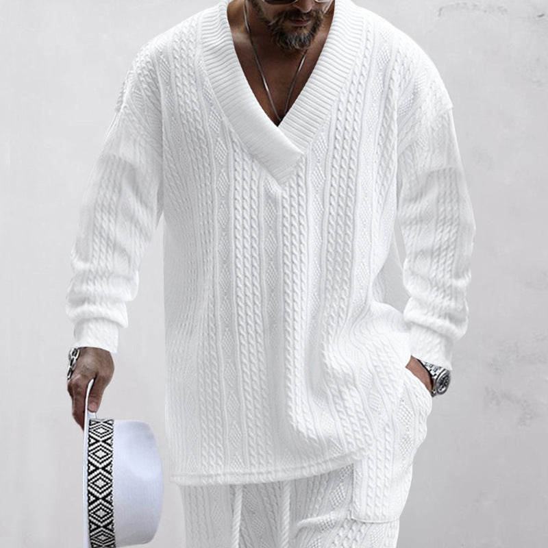 Men's knit sweater with V-neck from Lune London
