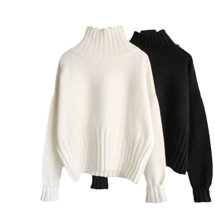 Oversized turtleneck pullover for women with split sleeves and ribbed texture Lune London