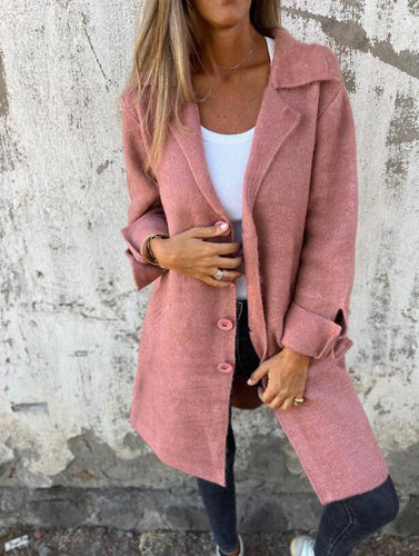 Amarae women's fluffy wool coat with large buttons