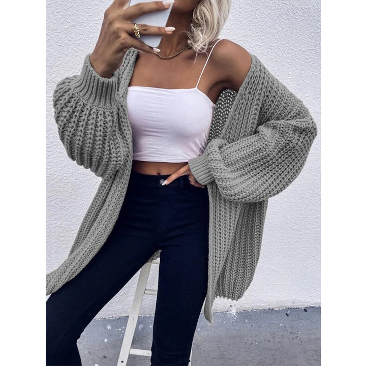 Ladies Knit Cardigan with Wide Sleeves and a Casual Chic Look and Style
