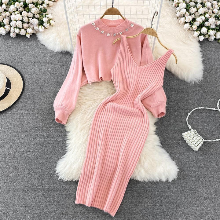 Robe en tricot pour femmes avec une texture côtelée élégante et des bretelles féminines Chic & Stil