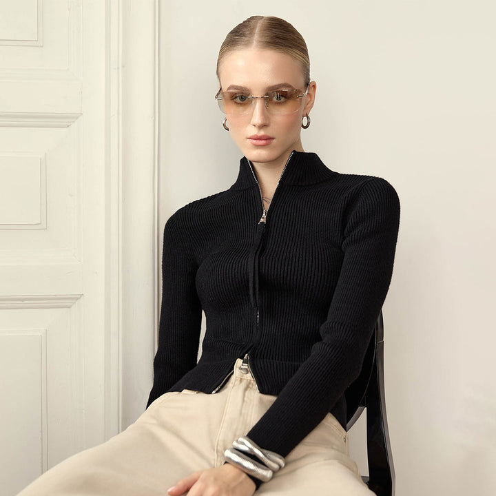 Pull en tricot côtelé pour femmes en mélange de coton doux avec une coupe élégante Chic & Stil