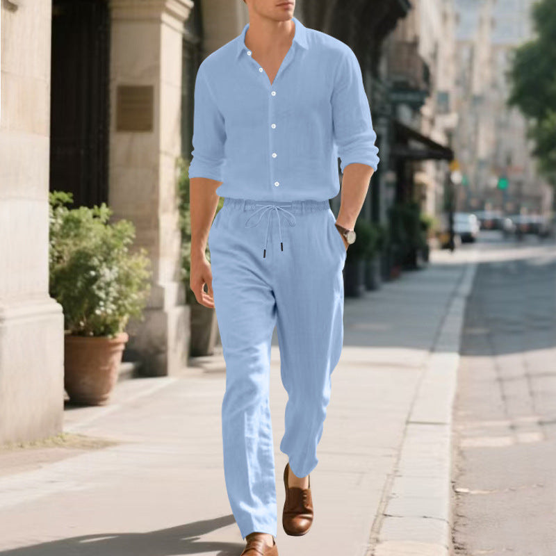 Casual linen pants for men with elastic waistband and practical drawstring Lune London