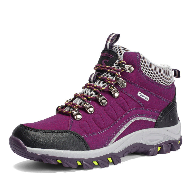 Women's ankle-high trekking boots with suede look, metal hook lacing, and grippy multi-zone profile sole Amarae