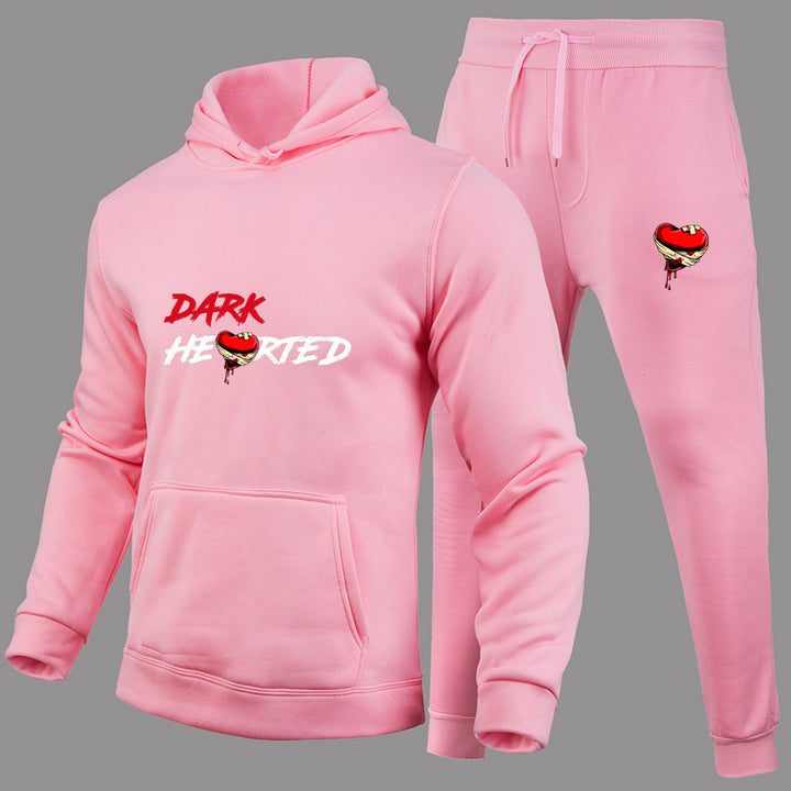 Ladies Hoodie and Jogging Pants Set with Creative Heart Pattern Amarae